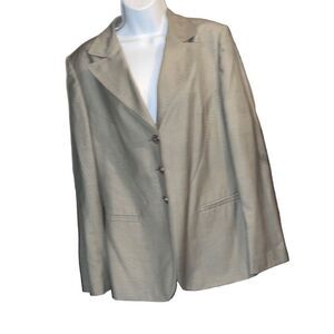 Calvin Klein Women's Collared Khaki Lux Buttoned Blazer Jacket Suit Size 14